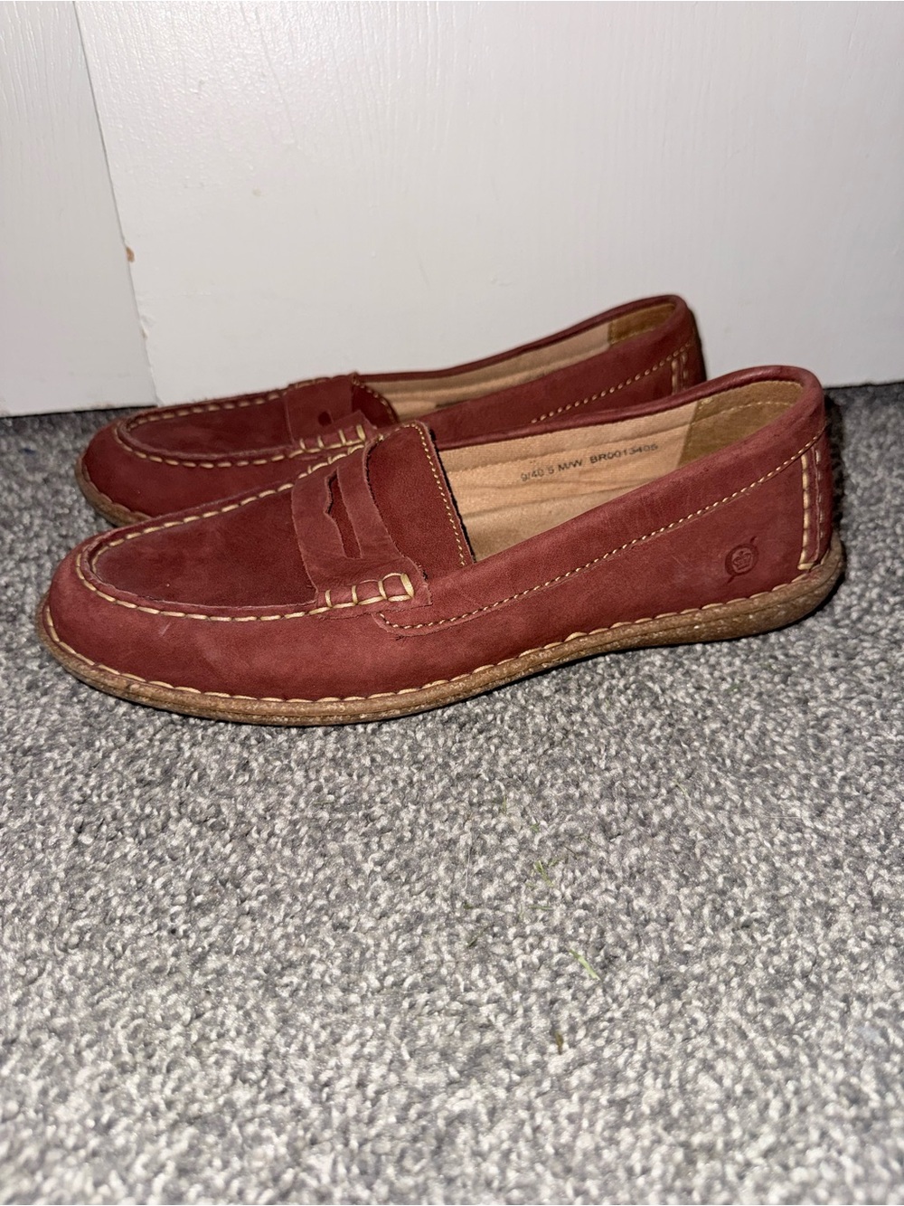 Born Nerina Womens Size 9 M/W Red Brown Leather Slip On Penny Loafer Shoes - Picture 4 of 10